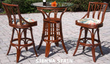 Cuba Rattan 3 Pc Pub Set with Armless Swivel Barstools by Alexander and Sheriden with Cushions Made in USA