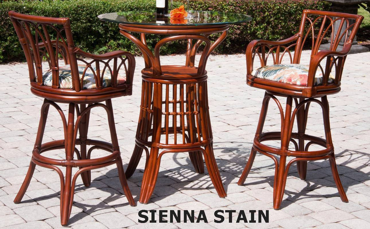 Cuba Rattan 3 Pc Pub Set with Arms by Alexander and Sheriden with Cushions Made in USA