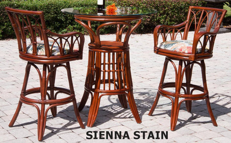 Cuba Rattan 3 Pc Pub Set with Arms by Alexander and Sheriden with Cushions Made in USA
