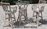 Cuba Rattan 3 Pc Pub Set with Arms by Alexander and Sheriden with Cushions Made in USA