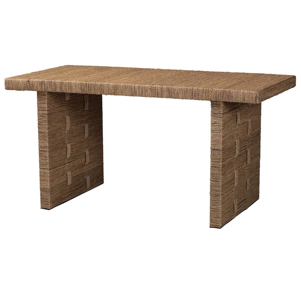 BOLO BOHEMIAN BROWN WICKER SEAGRASS AND WOOD 60 Inch RECTANGLE DINING TABLE