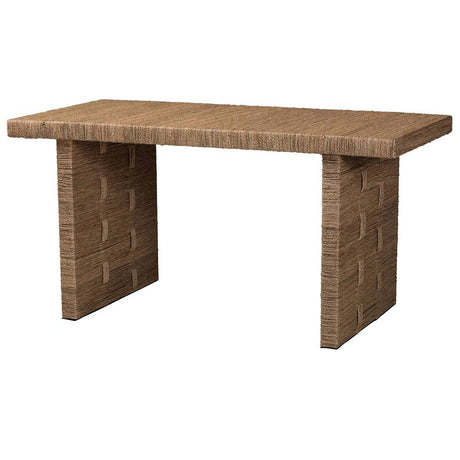 BOLO BOHEMIAN BROWN WICKER SEAGRASS AND WOOD 60 Inch RECTANGLE DINING TABLE