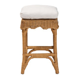 Auy Bohemian Scallop Honey Rattan Counter Stool by Wicker Fair