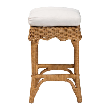 Auy Bohemian Scallop Honey Rattan Counter Stool by Wicker Fair