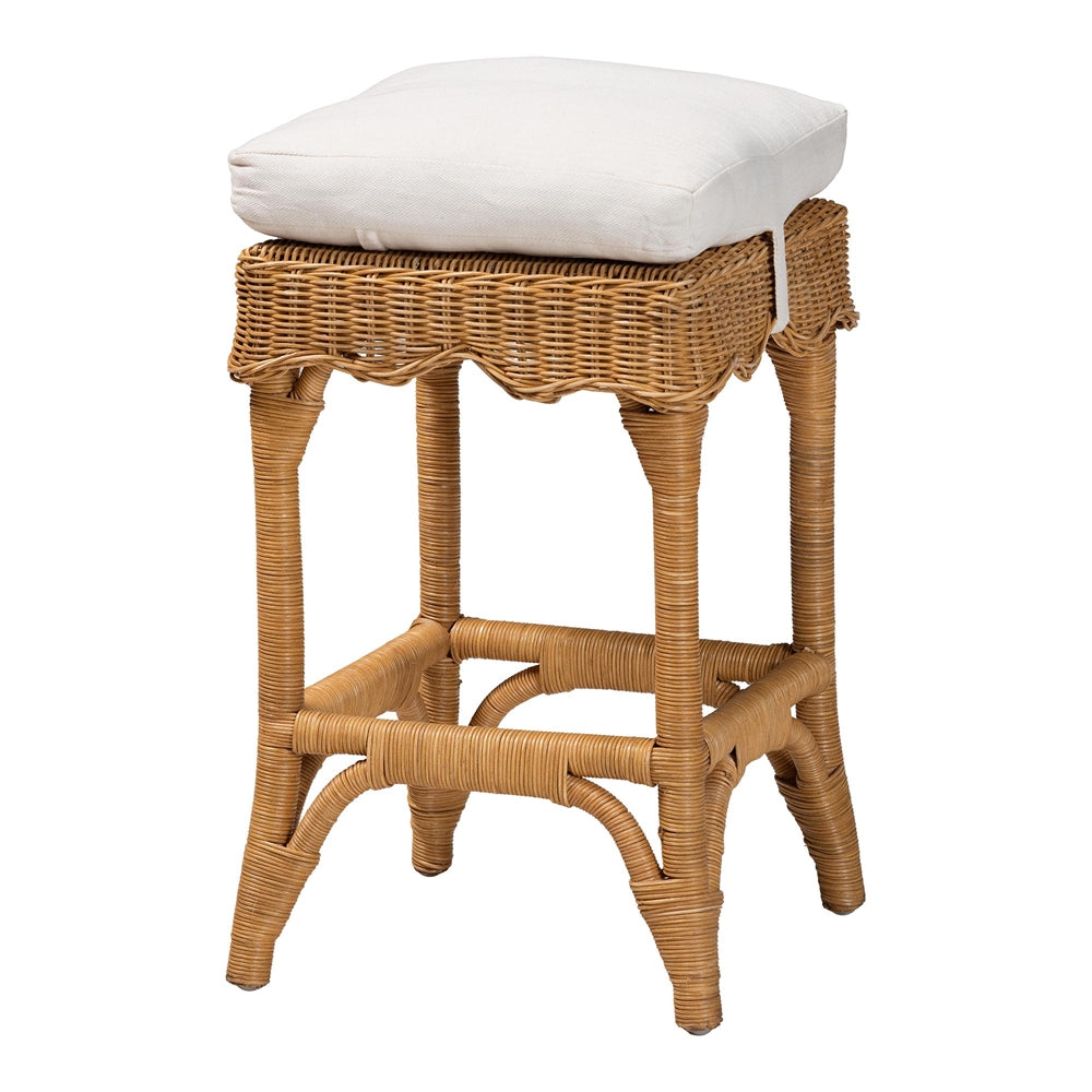 Auy Bohemian Scallop Honey Rattan Counter Stool by Wicker Fair