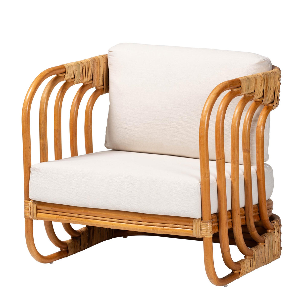 Torsa Modern Bohemian Natural Rattan Arm Chair by Wicker Fair