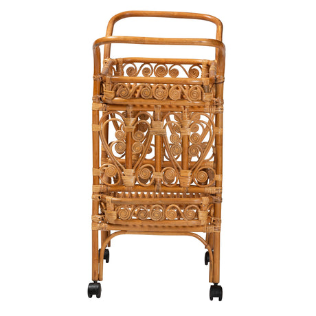Riwata Bohemian Natural Brown Rattan Kitchen Cart by Wicker Fair