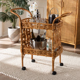 Riwata Bohemian Natural Brown Rattan Kitchen Cart by Wicker Fair