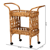Riwata Bohemian Natural Brown Rattan Kitchen Cart by Wicker Fair