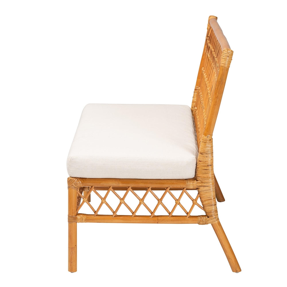 Kapella Modern Bohemian Honey Rattan Dining Bench by Wicker Fair
