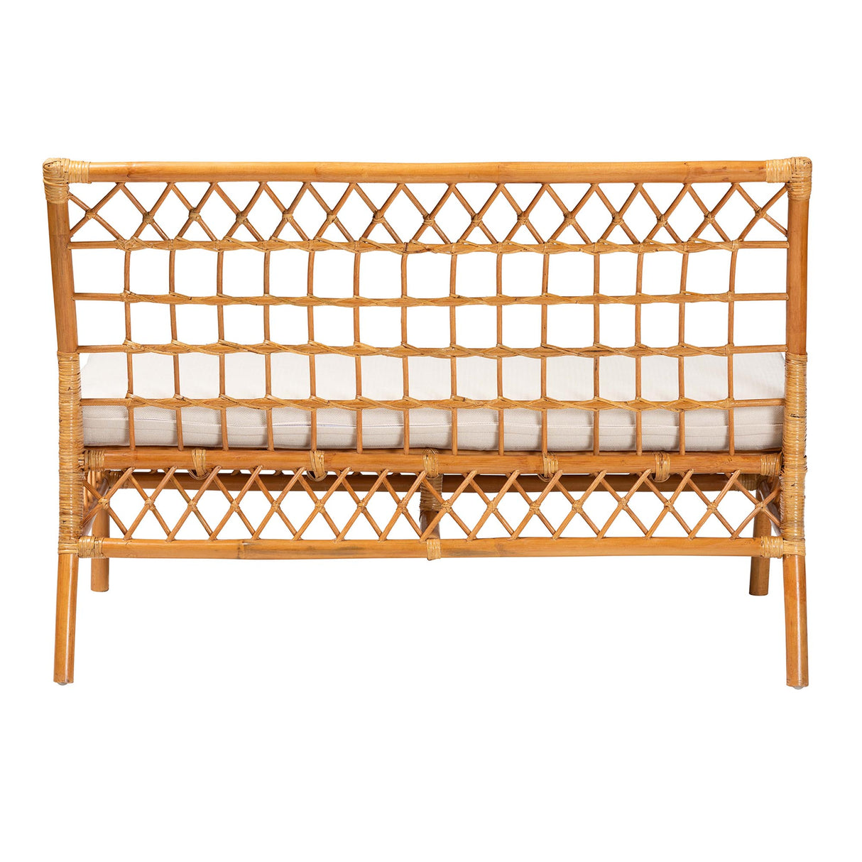Kapella Modern Bohemian Honey Rattan Dining Bench by Wicker Fair