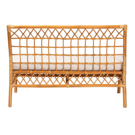 Kapella Modern Bohemian Honey Rattan Dining Bench by Wicker Fair
