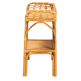 Rayana Modern Bohemian Natural Rattan 2-Tier Console Table by Wicker Fair