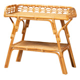 Rayana Modern Bohemian Natural Rattan 2-Tier Console Table by Wicker Fair