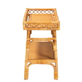 Navuta Modern Bohemian Natural Rattan 2-Tier Console Table by Wicker Fair