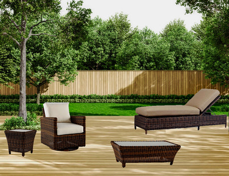 Del Ray Outdoor Glider and Ottoman Set 76605-76606 By South Sea Rattan