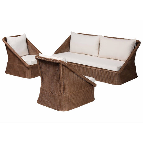 Derris Wicker Fair Rattan 3-Piece Living Room Set