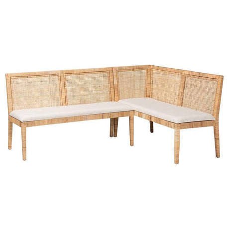 Mactan Bohemian Honey Rattan 2-Pc Dining Bench Set