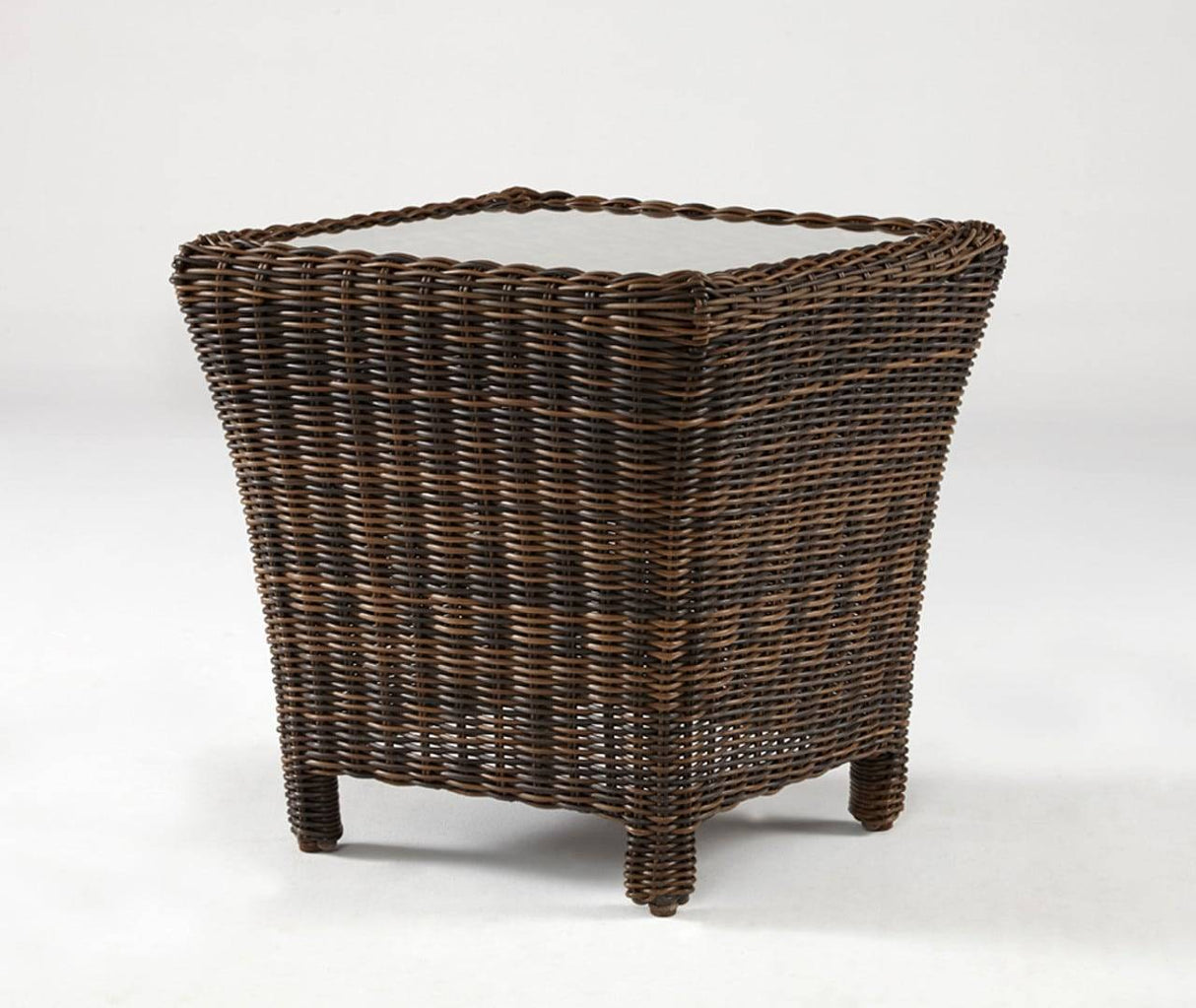 Del Ray Patio 3 Pc Swivel Glider, Ottoman, and End Table Set with Glass Top Model 76600-SET by South Sea Rattan