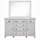 Surfside Weathered White 2 PC Dresser and Mirror Set B27736-38-WW By Seawinds Trading
