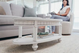 Monaco Oval Coffee Table with Anchor Insert Model B81803-BLANC-ANCHOR By Seawinds Trading