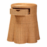 Rayo Scalloped Natural Rattan Console Table with Drawer by Wicker Fair