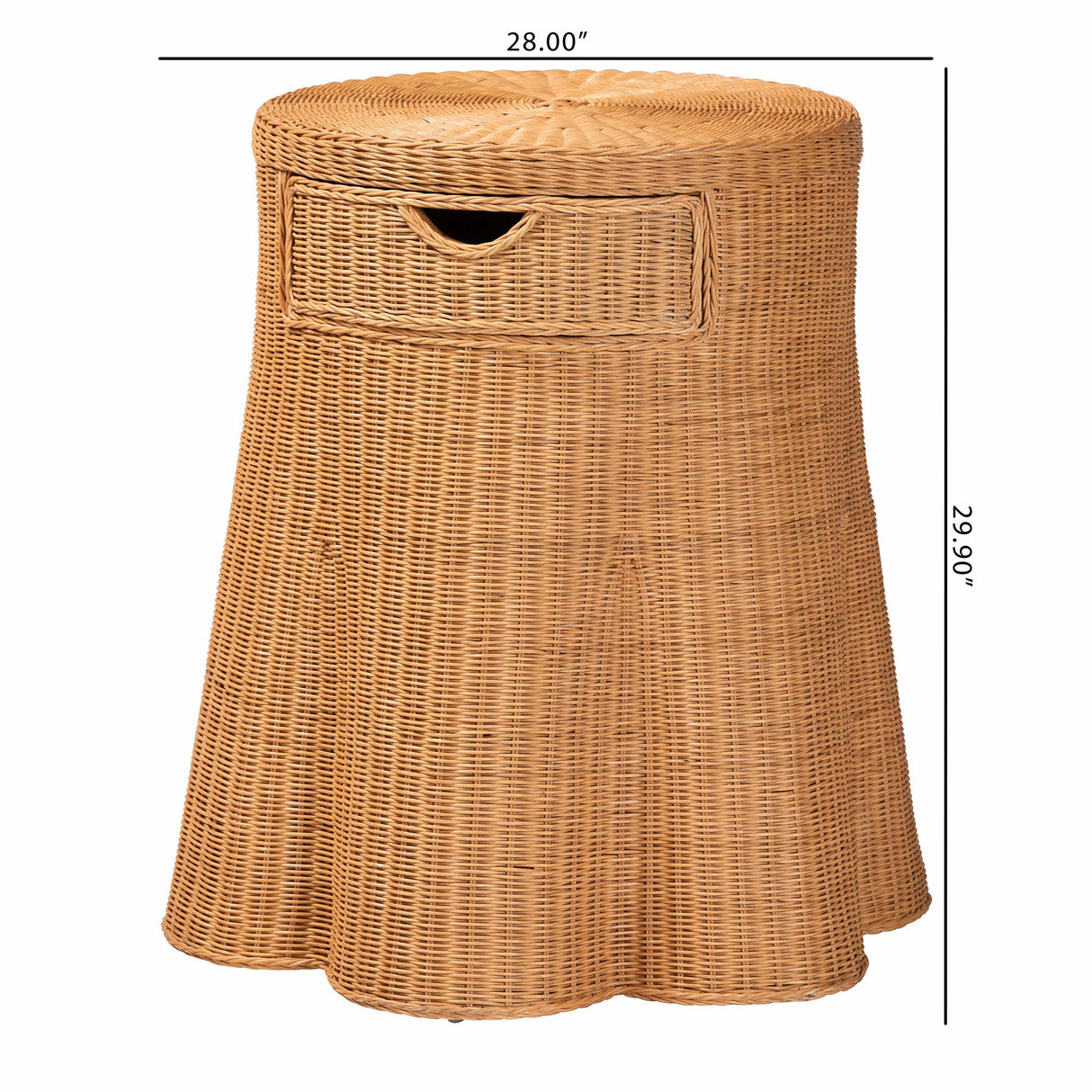 Rayo Scalloped Natural Rattan Console Table with Drawer by Wicker Fair