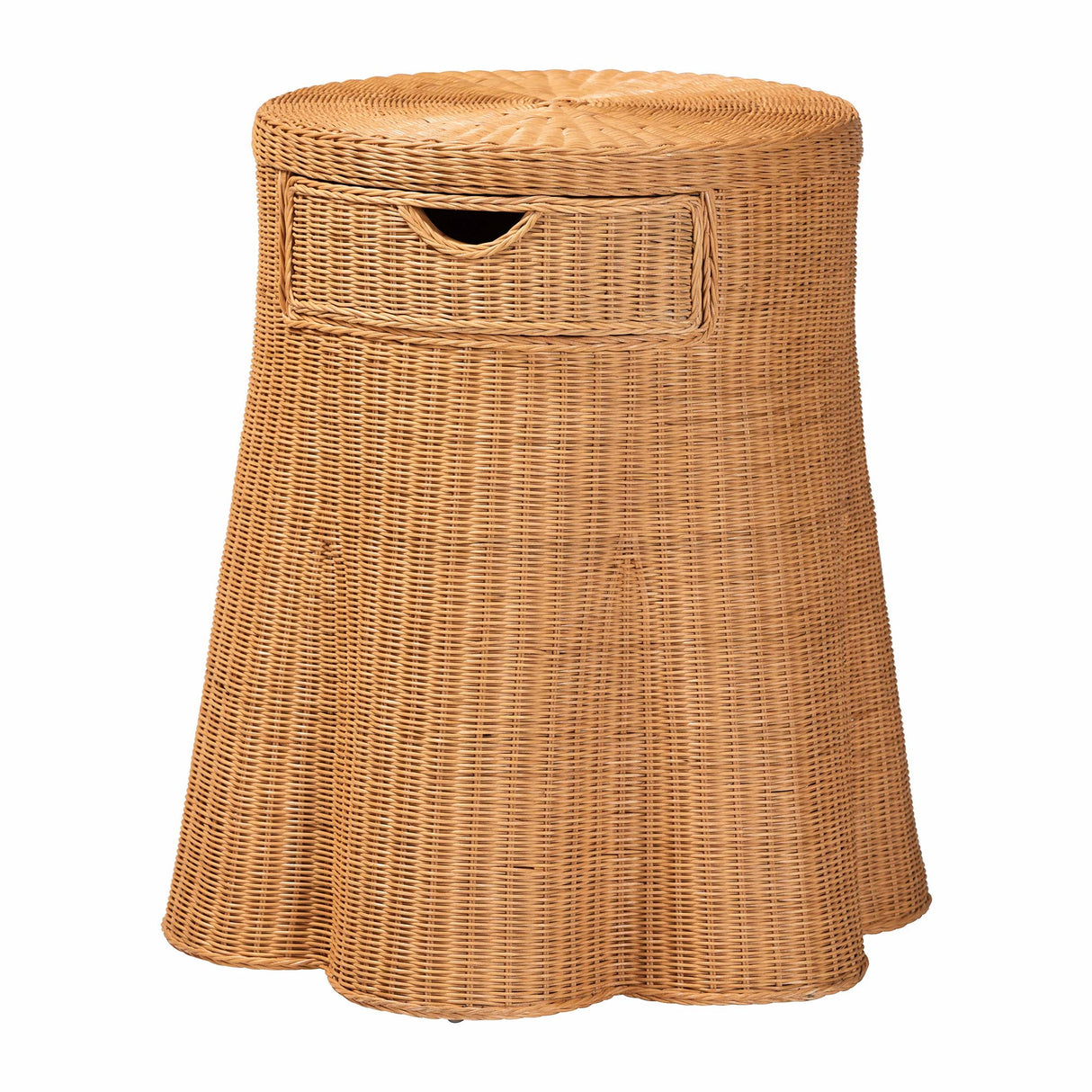 Rayo Scalloped Natural Rattan Console Table with Drawer by Wicker Fair