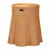 Rayo Scalloped Natural Rattan Console Table with Drawer by Wicker Fair
