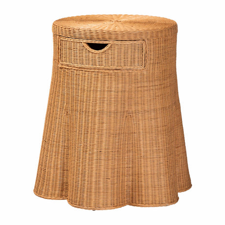 Rayo Scalloped Natural Rattan Console Table with Drawer by Wicker Fair