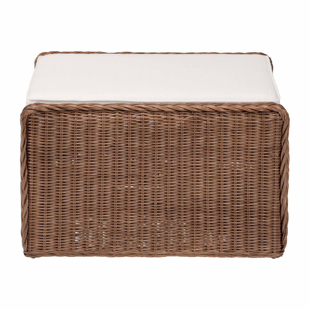 Vormes Bohemian Peanut Brown Braided Rattan Footstool by Wicker Fair
