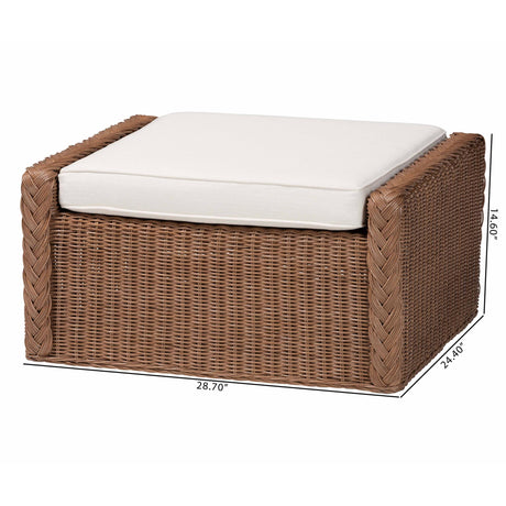 Vormes Bohemian Peanut Brown Braided Rattan Footstool by Wicker Fair