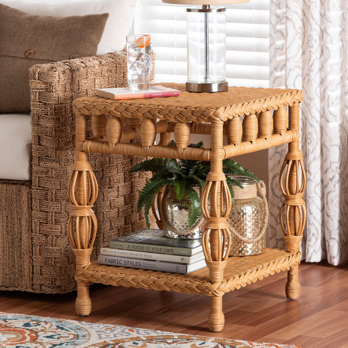 Rosby Natural Rattan End Table by Wicker Fair