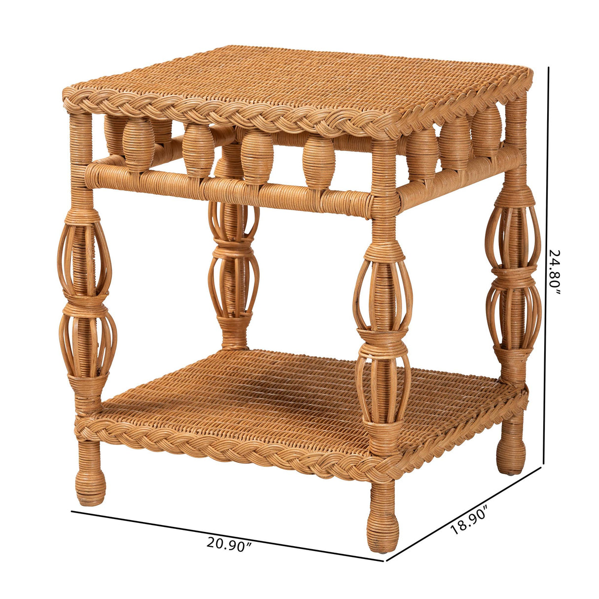 Rosby Natural Rattan End Table by Wicker Fair