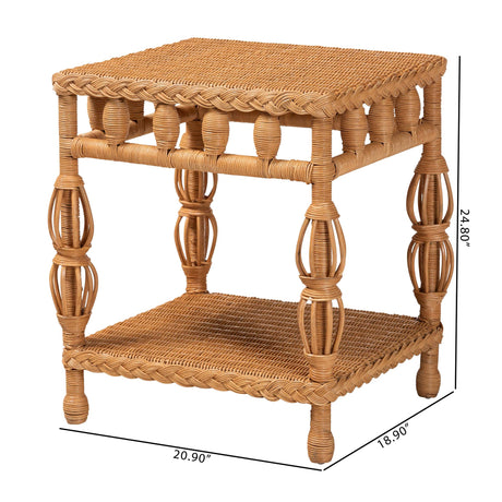 Rosby Natural Rattan End Table by Wicker Fair