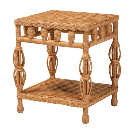 Rosby Natural Rattan End Table by Wicker Fair