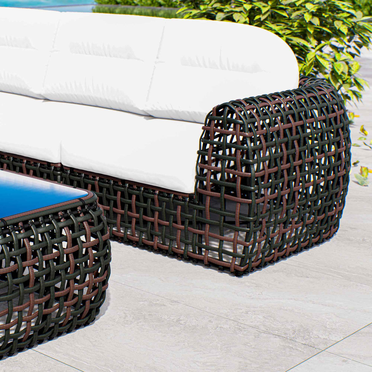 Dynasty Outdoor Modular Corner with Sunbrella Cushion Model 22389-BMNP-CUSH by Skyline Design