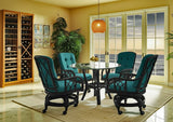 Edgewater Black Rattan 6 Pc Swivel-Rock Caster Dining Set 914-106SET-BLACK Made in the USA by Braxton Culler