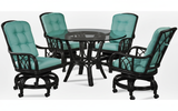 Edgewater Black Rattan 6 Pc Swivel-Rock Caster Dining Set 914-106SET-BLACK Made in the USA by Braxton Culler