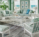 Edgewater Customized 2 Pc Set with Rattan Arm Chair and Ottoman Model 914-001 Made in the USA by Braxton Culler