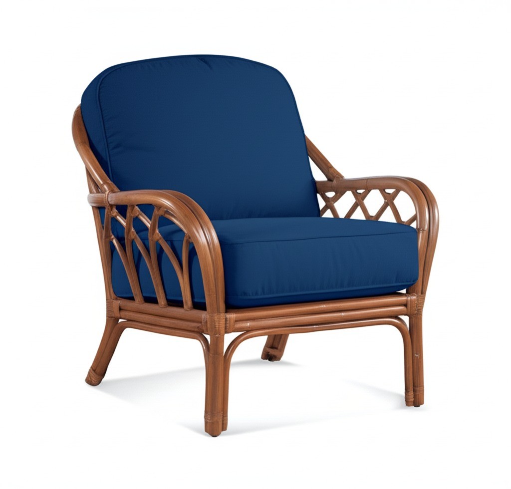 Edgewater Customized Rattan Arm Chair Model 914-001 Made in the USA by Braxton Culler