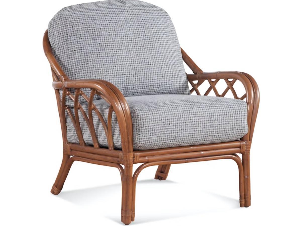 Edgewater Customized 2 Pc Set with Rattan Arm Chair and Ottoman Model 914-001 Made in the USA by Braxton Culler