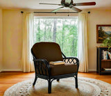 Edgewater Black 3 Pc Set with Rattan Arm Chair, Ottoman, and Etagere Model 914-001-3PCSET-BLACK Made in the USA by Braxton Culler