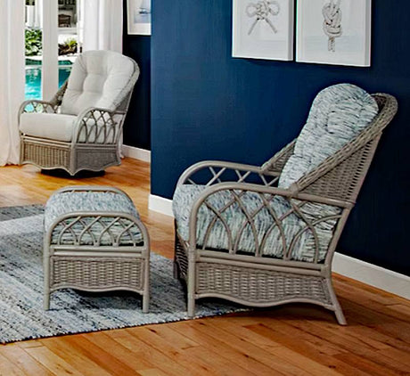 Everglade 2 Pc Set with Rattan Lounge Chair and Ottoman Model 905-001 Made in the USA by Braxton Culler