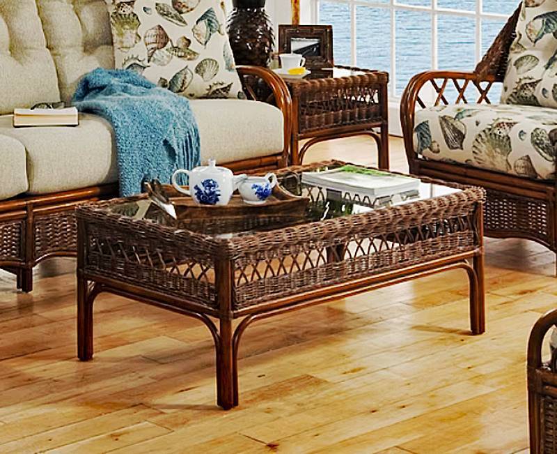 Everglade Rattan Coffee Table Model 907-072 Made in the USA by Braxton Culler