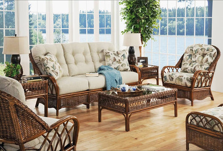 Everglade 2 Pc Set with Rattan Lounge Chair and Ottoman Model 905-001 Made in the USA by Braxton Culler