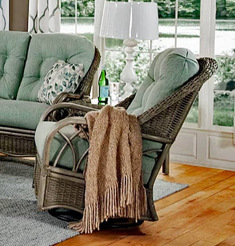 Everglade Rattan Swivel Glider Model 905-202 Made in the USA by Braxton Culler