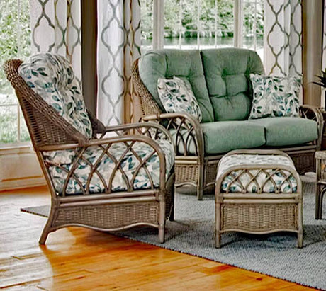 Everglade 2 Pc Set with Rattan Lounge Chair and Ottoman Model 905-001 Made in the USA by Braxton Culler