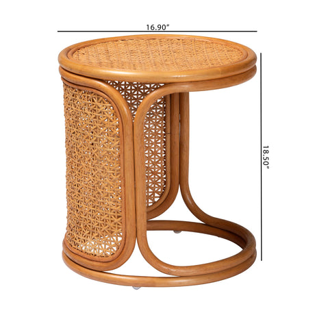 Beldon Bohemian Honey Rattan End Table by Wicker Fair