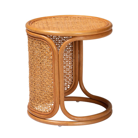 Beldon Bohemian Honey Rattan End Table by Wicker Fair